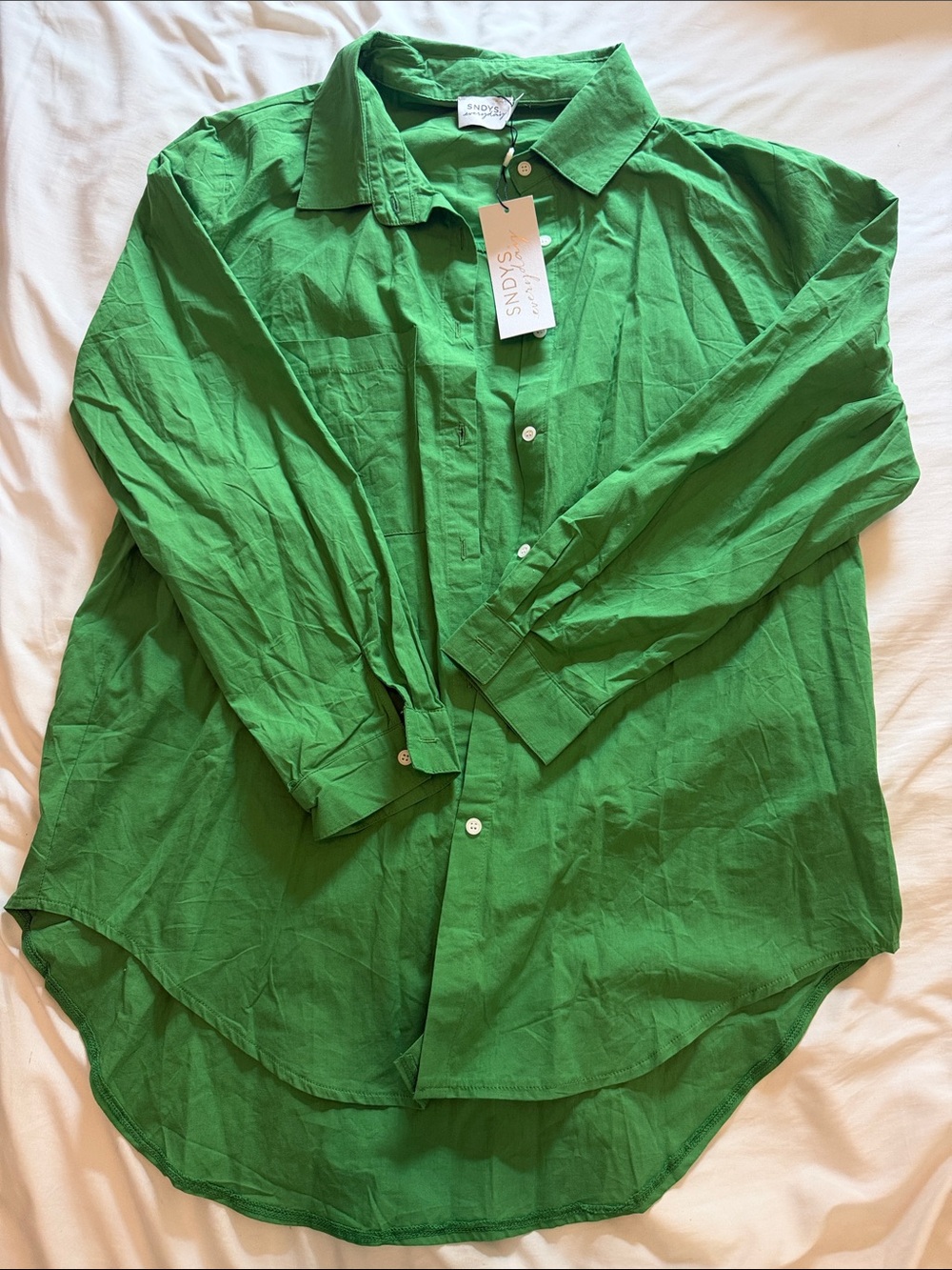SNDYS Oversized Women's Button-Down Shirt in Green